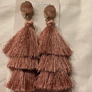 Rose tone tassel earrings